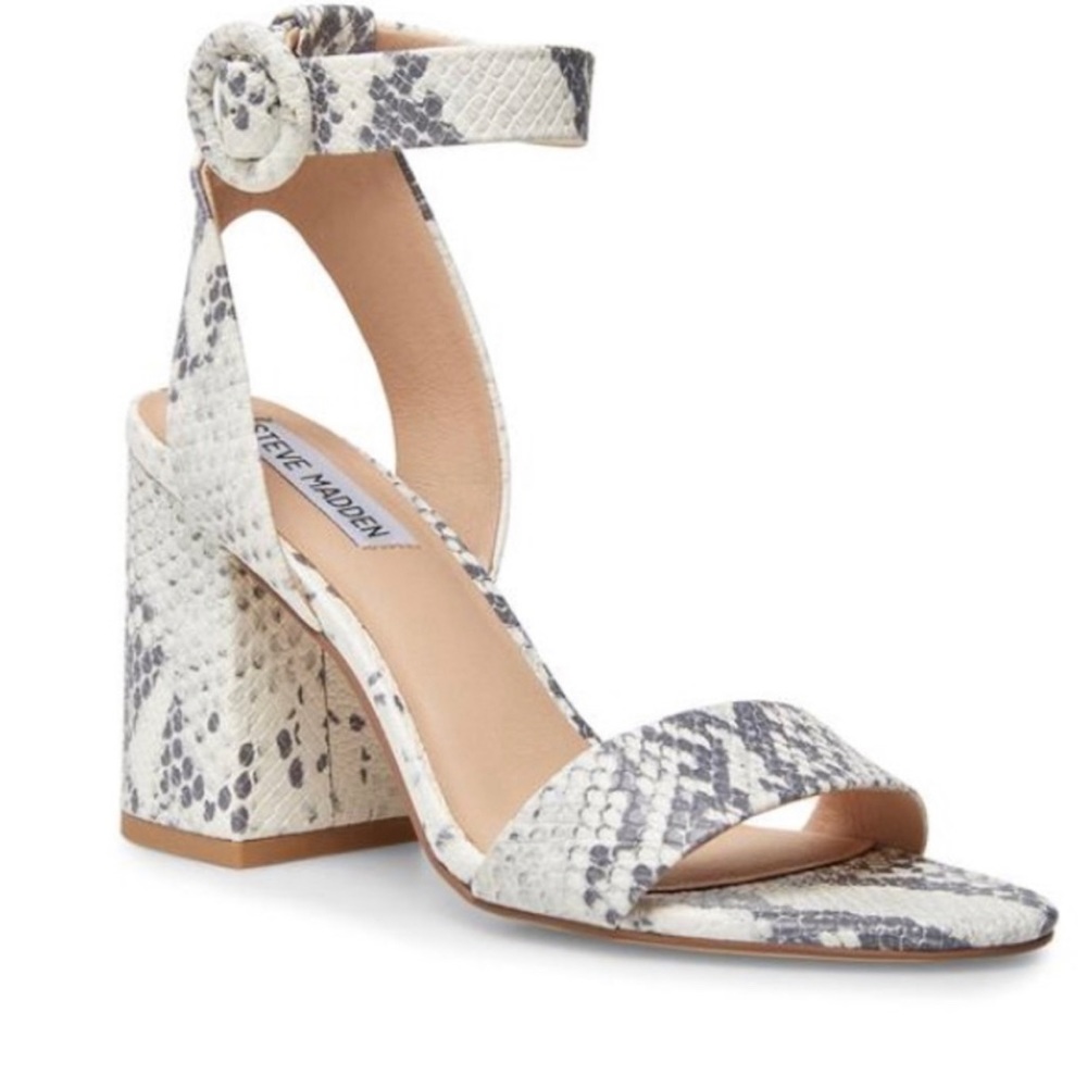 STEVE MADDEN Lolana Lola Snakeskin Sandal Block Heel